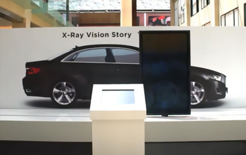 汽車(chē)展廳設(shè)計(jì)中的落地式滑軌屏